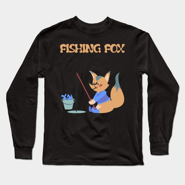 The fishing fox Long Sleeve T-Shirt by Imutobi